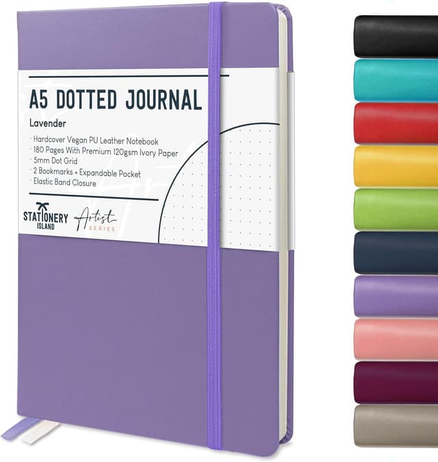 Detalle de STATIONERY ISLAND Bullet Dotted Journal A5 – gepunktetes Hardcover-Notizbuch mit 180 Seiten