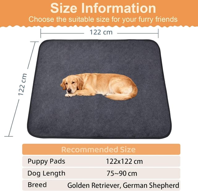 Detalle de PmakeEorT Inkontinenzunterlagen waschbar – 2er Set 122x122 cm, wasserdichte Hundedecke für Welpen & kleine Tiere