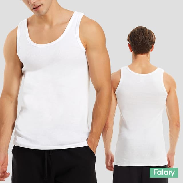 Detalle de FALARY Herren Unterhemd im 3/5er Pack (Tank Top) aus 100% Baumwolle – gekämmte Feinripp-Qualität