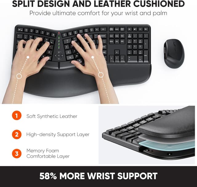 Detalle 2 de MEETION Ergonomic Keyboard and Mouse 500mAh