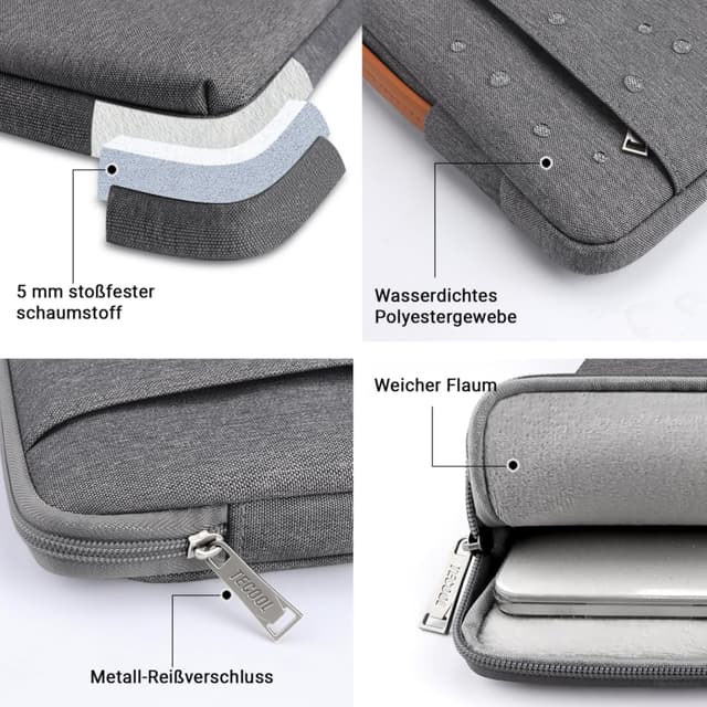 Thumbnail 6 de TECOOL 16 Zoll Laptoptasche für 16" Notebooks & MacBook Pro 16 (wasserdicht, dunkelgrau)