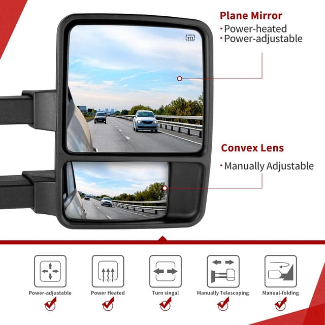 Thumbnail 1 de YITAMOTOR Towing Mirrors 16.5" Extendable