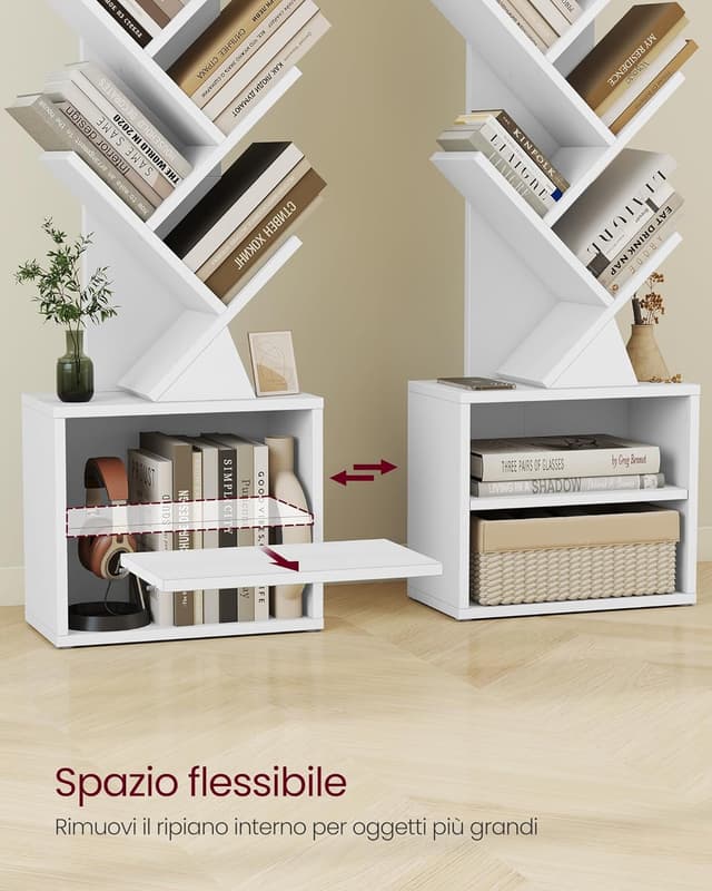 Thumbnail 4 de VASAGLE CUSTOS LBC607WB01 Libreria ad alberi autoportante con 2 scomparti aperti, bianco nuvola