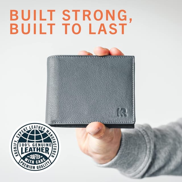 Thumbnail 6 de Kronify Portafoglio da uomo in vera pelle con protezione RFID, formato orizzontale e 13 scomparti