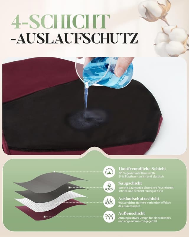 Detalle de TANSTC Periodenunterwäsche im 3er Pack – High Waist Menstruationsslips aus Baumwolle