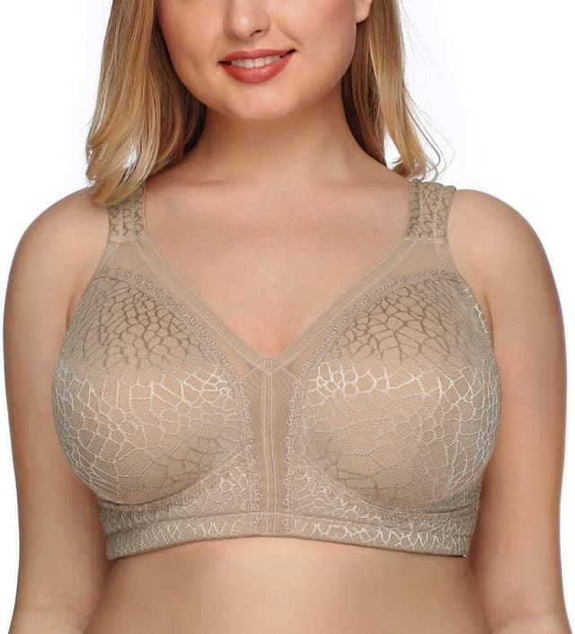 Detalle de DotVol Women’s Full Coverage Minimizer Bra – Comfort wirefree non-padded plus size everyday bra