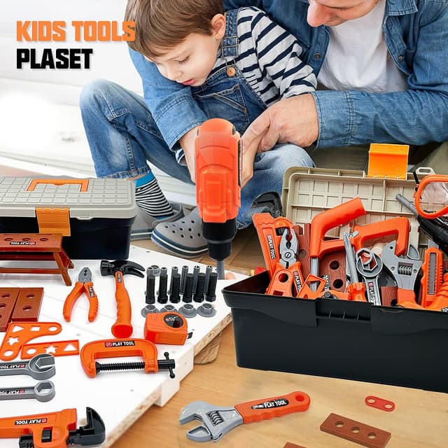Detalle 2 de HYRENEE Kids Tool Set (48-Piece) with Electronic Toy Drill & Toolbox