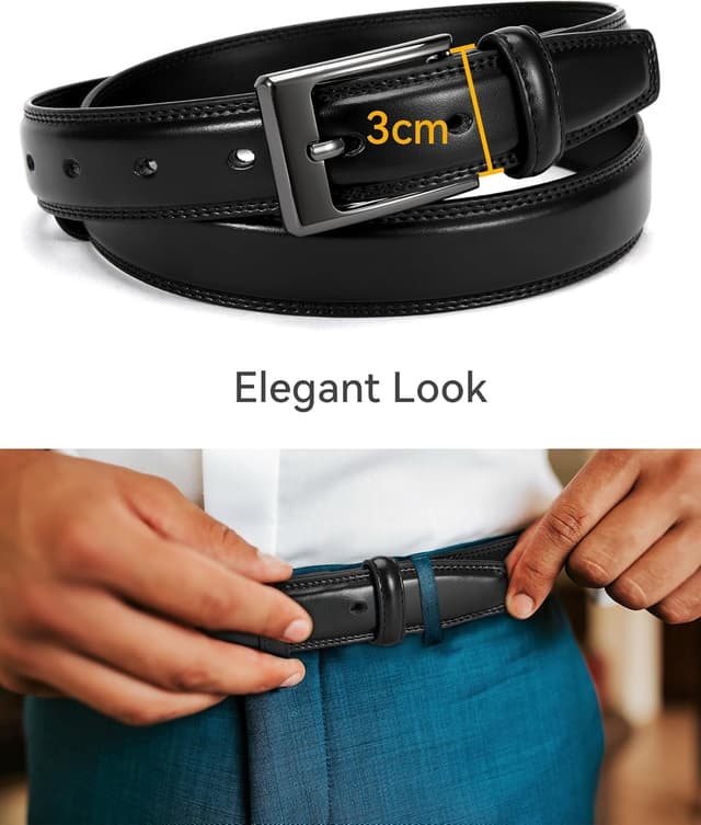 Detalle de CHAOREN Ledergürtel Herren (3 cm) für Business & formelle Anlässe