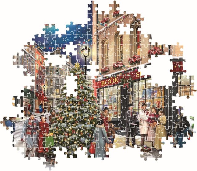 Detalle de Clementoni Puzzle La Promenade de Noël Compact 1000 pièces (70 x 50 cm) — Design tendances, avec poster