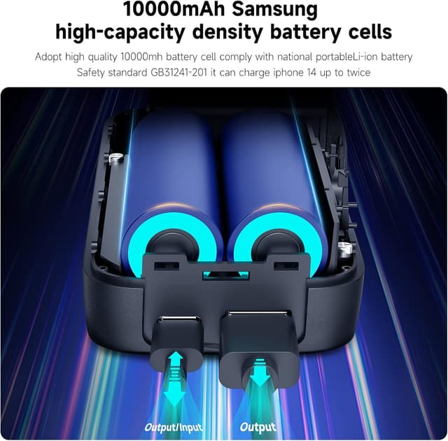 Detalle de TELESIN Powerbank-Ladegerät (10.000 mAh) für GoPro Hero 13 – Dual-Slot Schnellladen