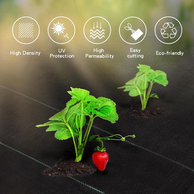 Detalle de MLZPU Heavy Duty Weed Control Membrane (1m x 50m) for patios, gravel, borders and artificial grass