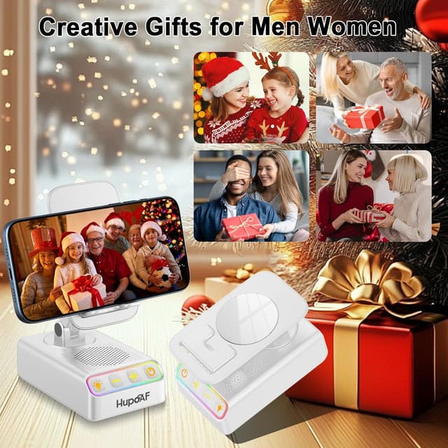 Thumbnail 6 de Hupoaf phone stand with Bluetooth speaker (4-in-1) for birthdays, Christmas and everyday use