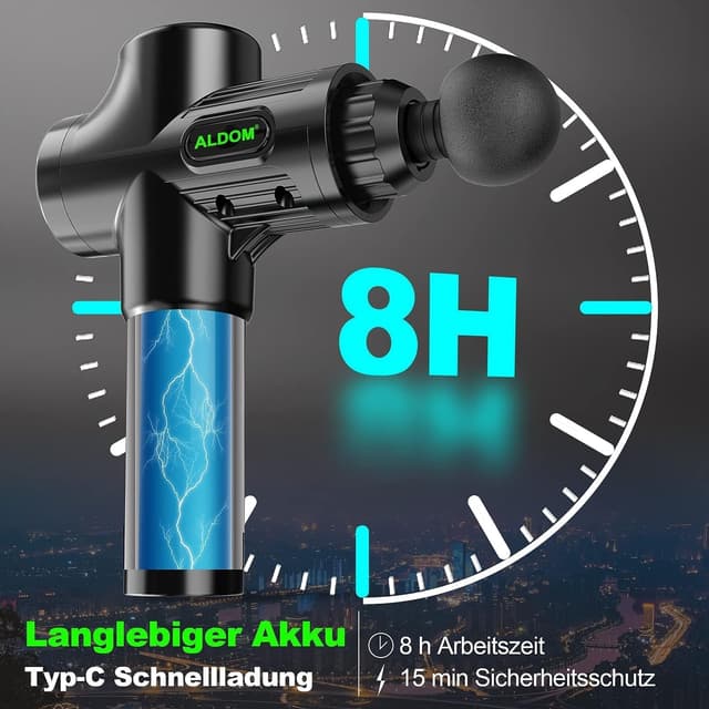 Detalle 2 de ALDOM Pistola de Masaje Muscular 30 niveles