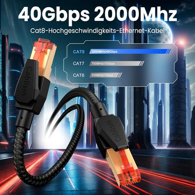 Detalle 2 de LAN-Kabel Cat 8 10 m 🔌