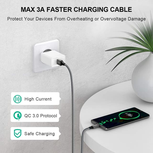 Detalle de etguuds USB A to USB C Cable 6ft — Fast Charging cable