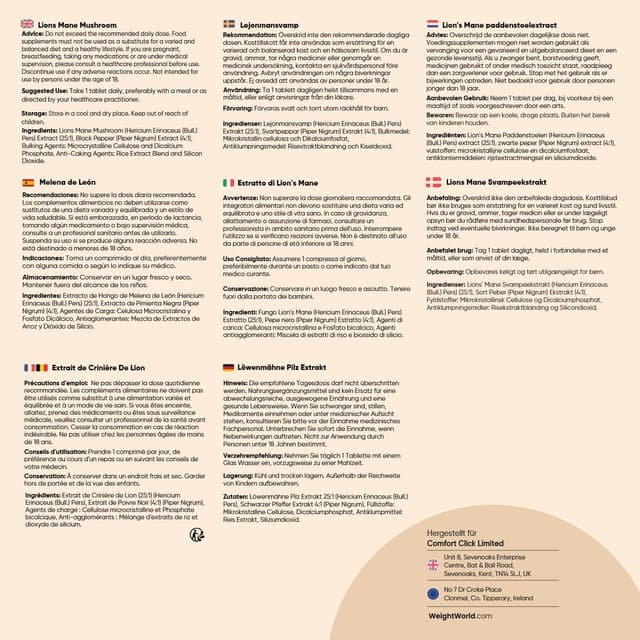 Thumbnail 4 de WeightWorld Löwenmähne 365 Tabl. 2000mg 🧪
