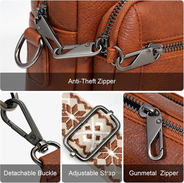 Detalle de HILAEX Anti-theft Women’s Cross Body Bag with 4 Zip Compartments and Adjustable Wide Strap