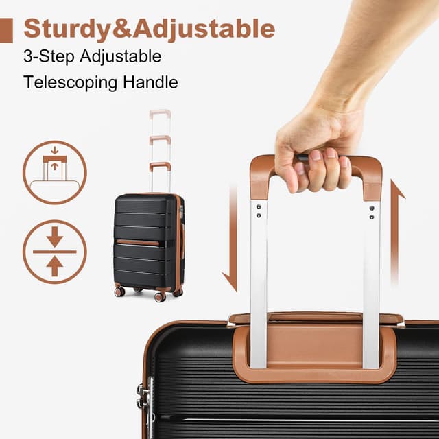 Detalle de British Traveller Maleta de Cabina Rígida Ligera con Cierre TSA ✈