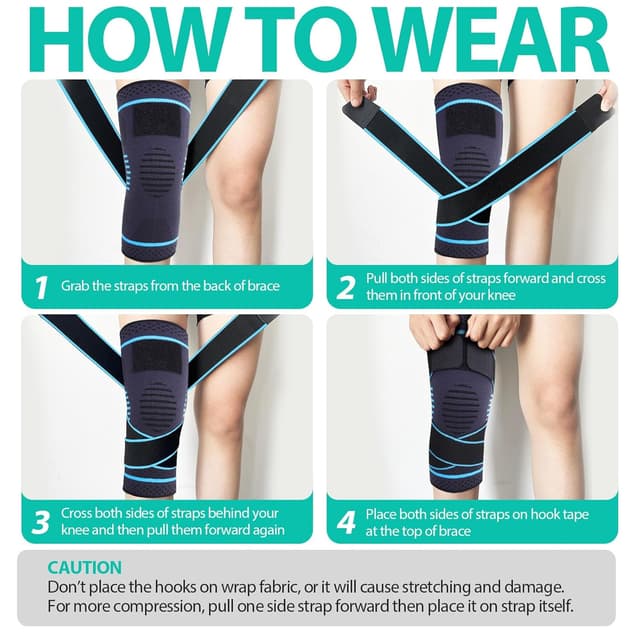 Detalle 2 de Lexniush Kniebandage mit Kompression & verstellbaren Gurten (rechts/links) – grau, XL