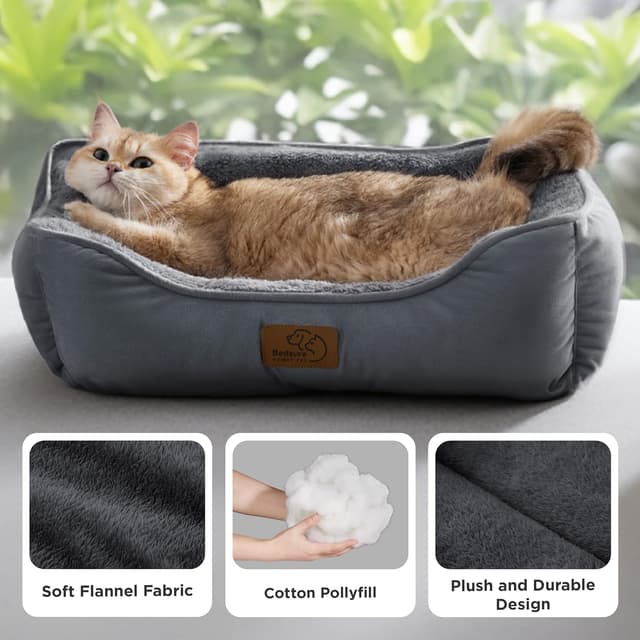 Detalle de Bedsure Dog Bed Medium, Washable Rectangle Small Dog Bed with Anti-Slip Base (Dark Grey)