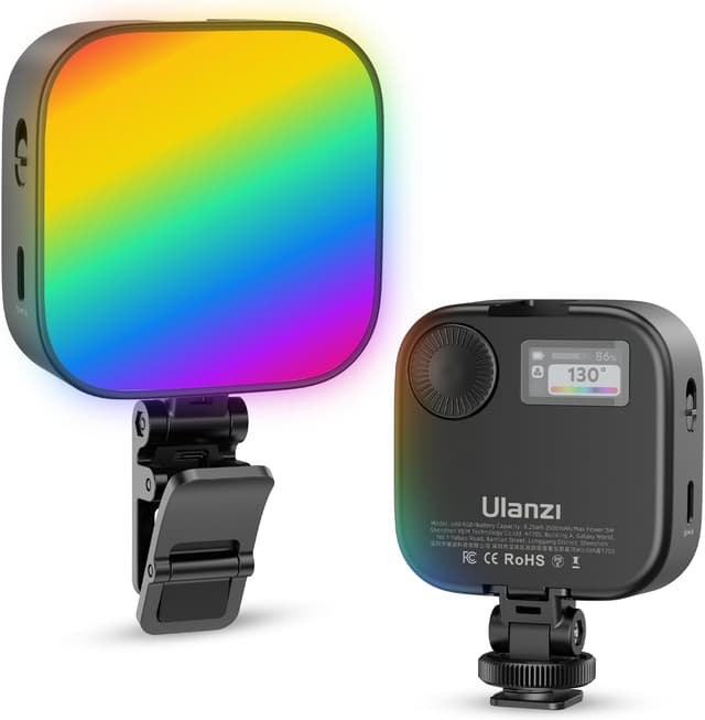 Detalle de ULANZI U60 RGB LED Video Light (U60) with 1/4" screw, cold shoe adapter and clip