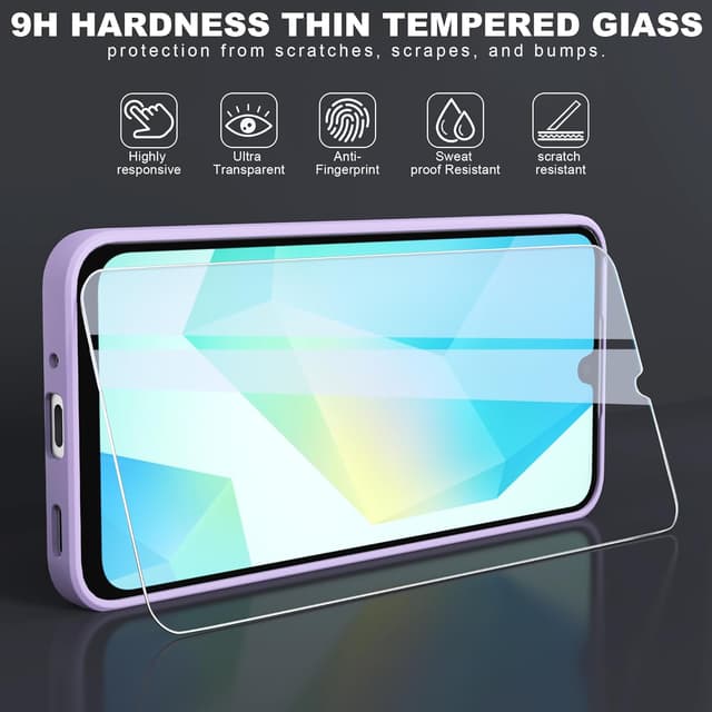 Detalle de THIYUFUNS Hülle für Samsung Galaxy A16 5G/4G (6,7") – TPU Case mit 2 Schutzfolien & Silikon-Handseil, lila