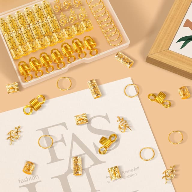 Thumbnail 3 de Kieswan Dreadlocks Schmuck 100 Stück Gold