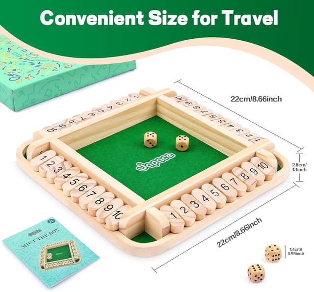 Detalle 1 de Shut the Box Spiel für 4 Spieler aus Holz