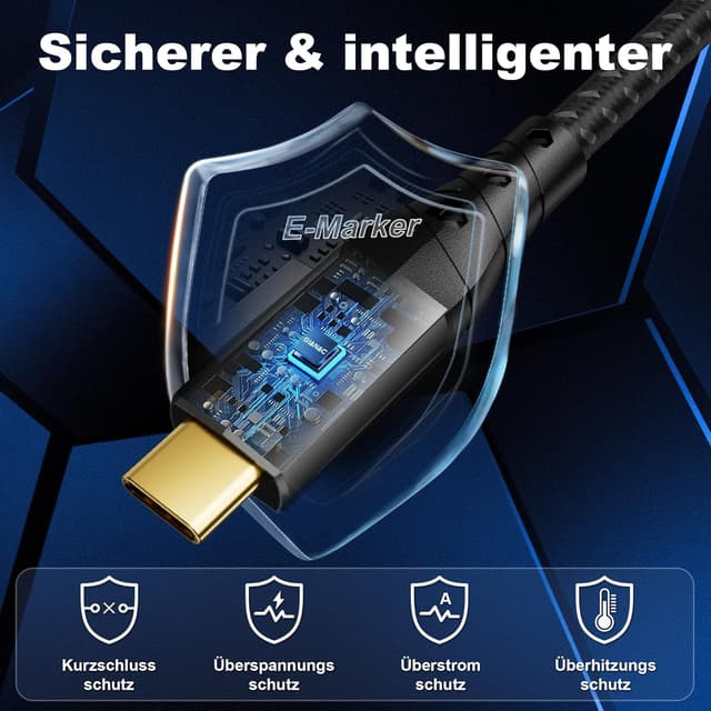 Detalle 2 de ZIKNYDO USB C Kabel 2 m mit 20 Gbps