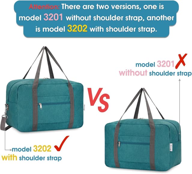 Detalle de Teal 20L Foldable Underseat Travel Duffel Bag (40x30x20cm) for Ryanair cabin bags