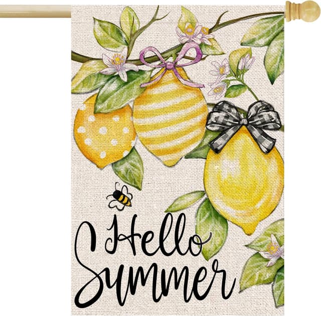 Imagen de FUYUCHEN Hello Summer House Flag 28x40 inch outdoor garden flag 🏡 en OfertitasTOP