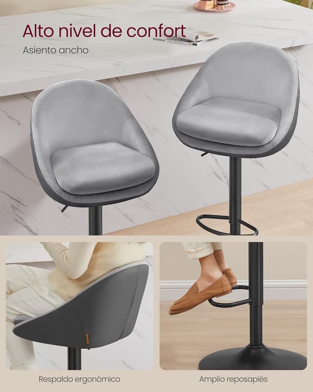 Thumbnail 2 de VASAGLE LJB110G01 – Taburetes de Bar Regulables y Giratorios