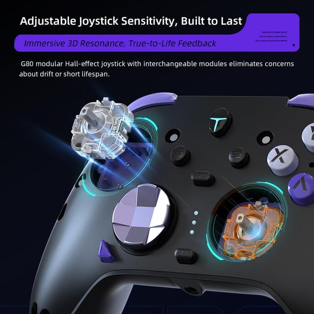 Detalle de Thunderobot G80 Controller PC – RGB-Ladestation, Hall-Joystick & -Trigger, 6-Achsen-Sensor für Windows, Switch, iOS & Android