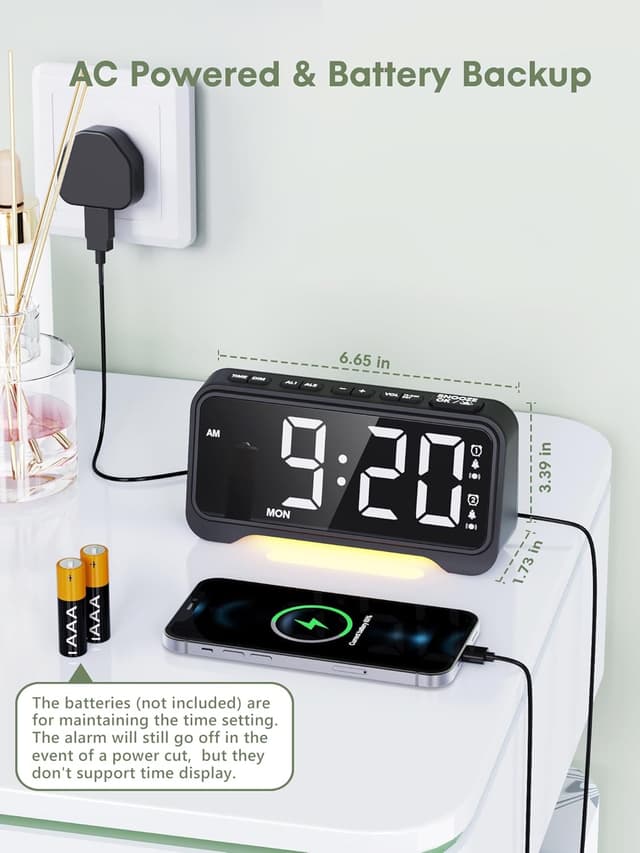 Thumbnail 6 de ROCAM Alarm Clock for Heavy Sleepers with Bed Shaker, Loud Alarm, Dual Alarm & Dimmable LED Display