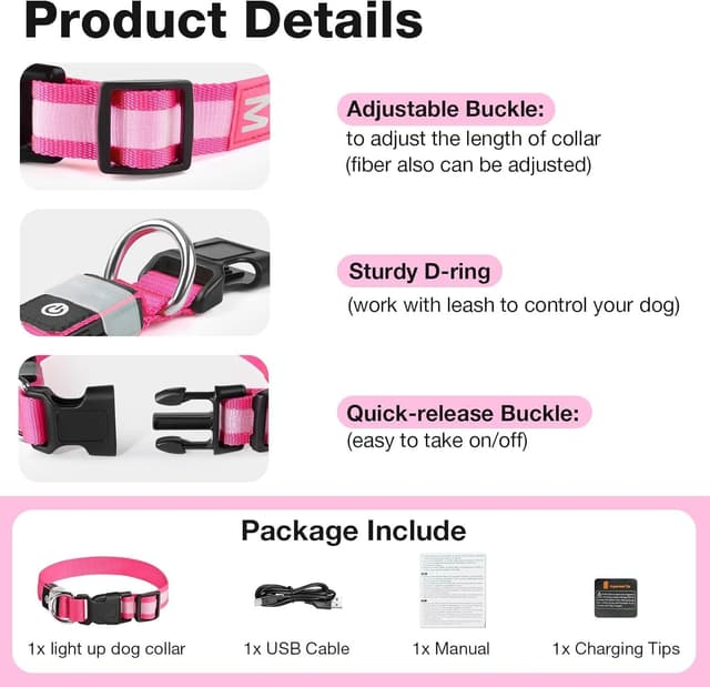 Thumbnail 3 de PcEoTllar Collier Lumineux Chien 7 couleurs