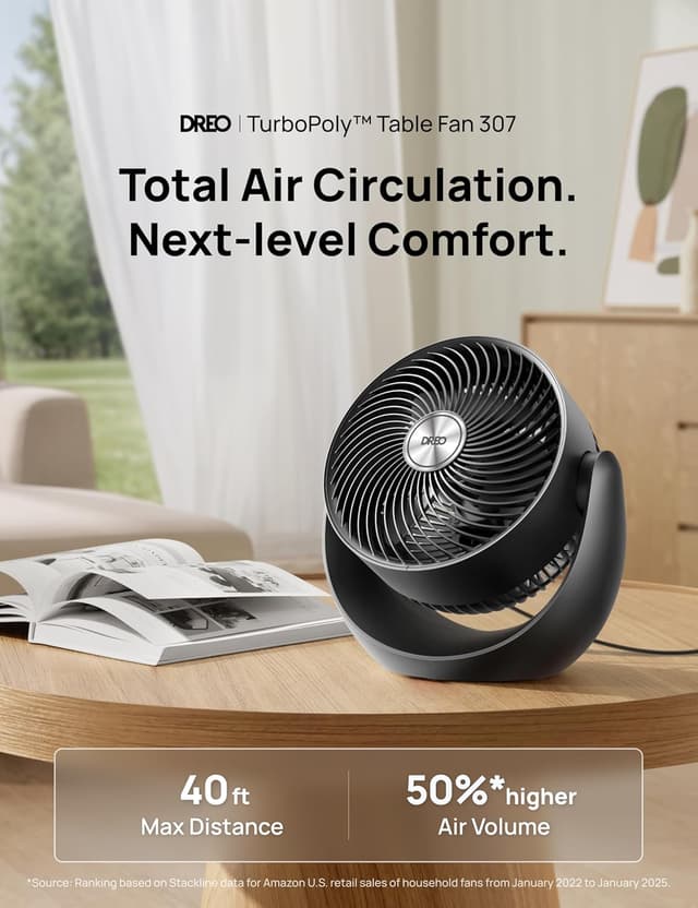 Thumbnail 1 de Dreo Fan for Bedroom Table Air Circulator (11-Inch) — TurboSilent Low-Noise Desk Fan with 3 Speeds and Adjustable Tilt