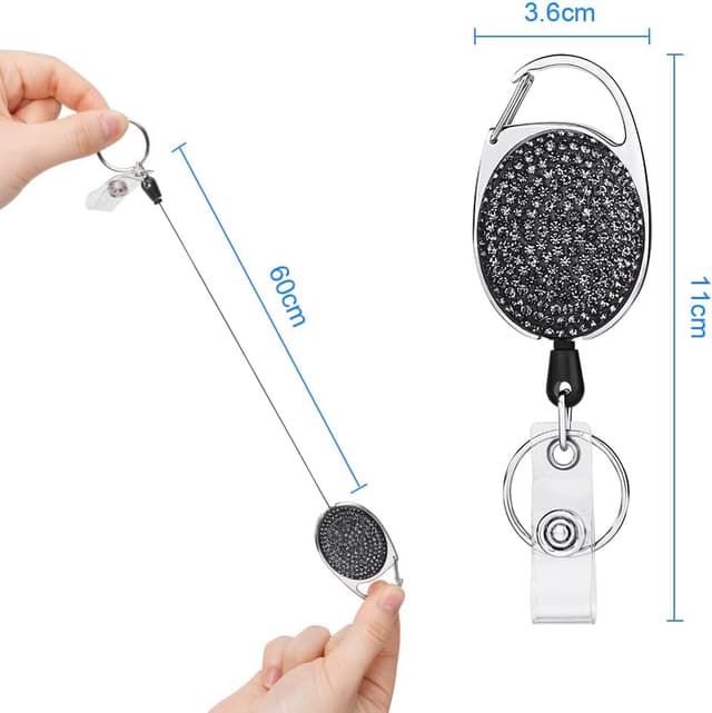 Detalle 2 de Vicloon Porte-badge enrouleur rétractable (2 pièces) pour clés et badges, cordon nylon jusqu’à 60 cm