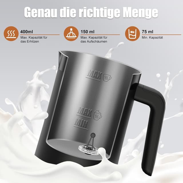Detalle de Ovetedot Milchaufschäumer 4-in-1 (400 ml) für heißen & kalten Milchschaum