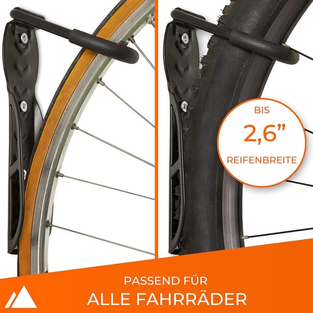 Detalle 1 de Avelo Fahrrad-Wandhalterung 2er-Set mit fischer Zubehör – für alle Räder bis 25 kg, schwarz