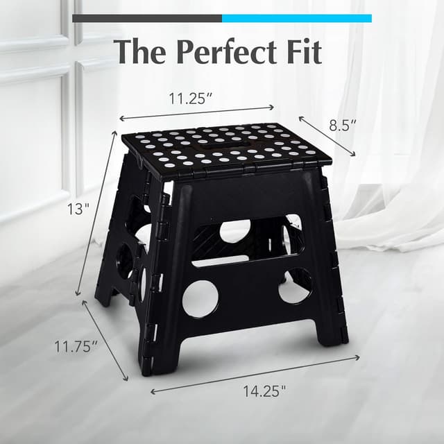 Detalle de Handy Laundry Folding Lightweight Step Stool (Black, 13 inch) — 300 lb capacity