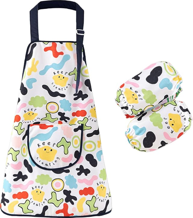 Detalle de HIQUACC Kids Art Apron Set 2 Sleeves