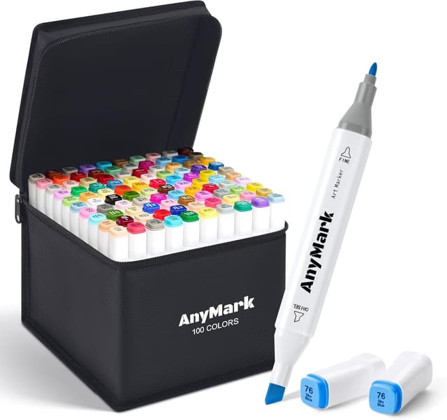 Detalle de AnyMark 100 Farben Alkoholmarker Set