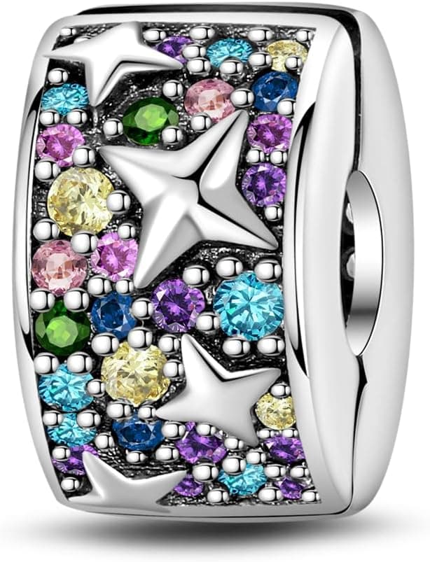 Detalle de KUNSIR Charm Anhänger Damen aus 925 Sterling Silber mit Zirkonia – kompatibel mit europäischen Armband- und Ketten-Charms