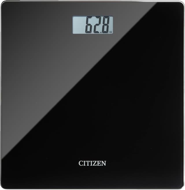 Detalle de Citizen HMS324 : pèse-personne numérique haute précision ultra-fin en verre trempé, Step-On (noir)