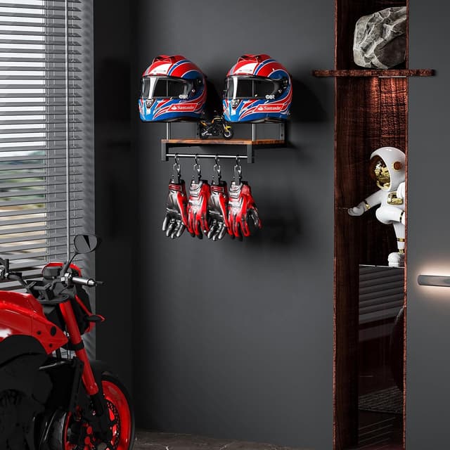 Thumbnail 6 de THYGIFTREE Helmhalter Wandhalterung für Motorradhelme – Wand-Display mit Organizer