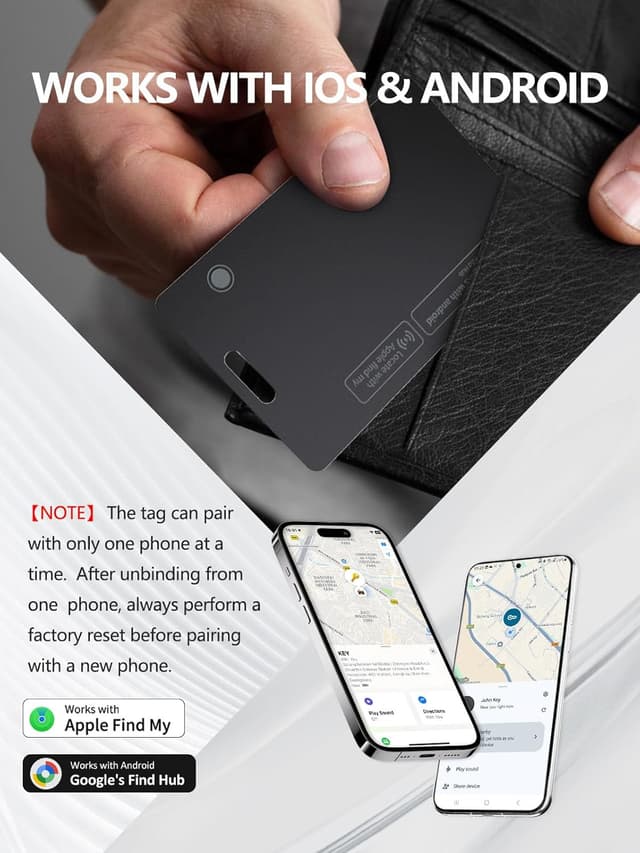 Detalle de Lmrbelec Wallet Tracker Card for Apple Find My & Google Find Hub (1 Pack) — slim IP68 rechargeable card