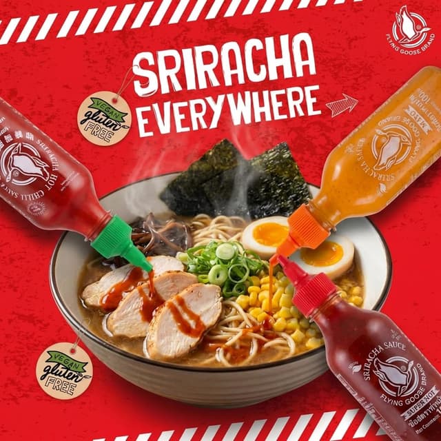Detalle de Flying Goose Sriracha scharfe Chilisaucen-Mischkarton (3 x 100 ml) als Probierpaket in 3 Geschmacksrichtungen