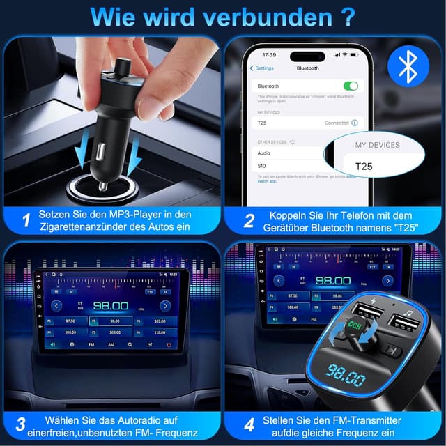 Detalle 2 de Bluetooth 5.3 FM Transmitter Auto Adapter