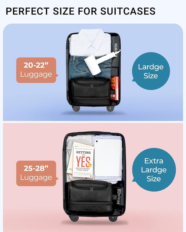 Detalle 2 de Elviros water-resistant PU leather large double-layer toiletry bag for men