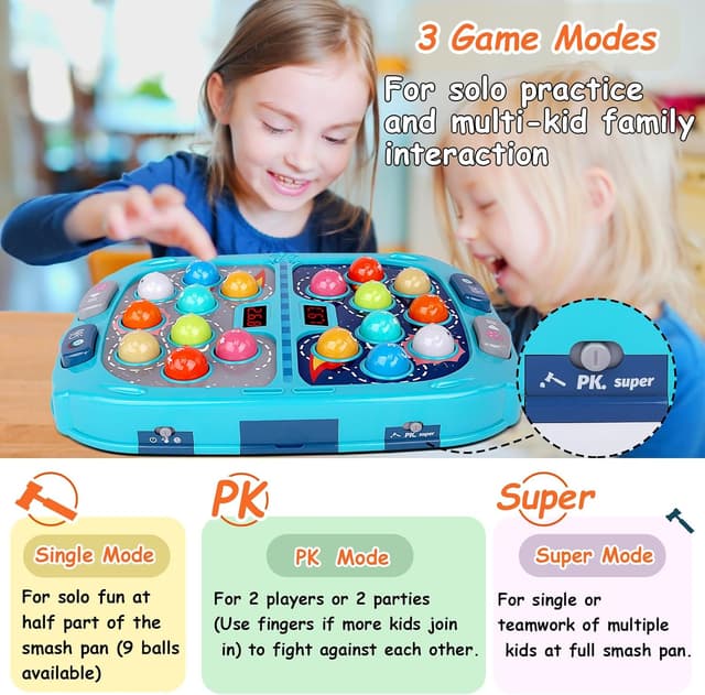 Detalle 2 de Whack Game Mole for Toddlers (Pounding Toy) with Sound, Light & PK Mode, Age 3–12